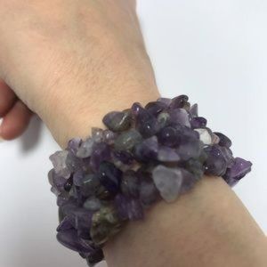 Gorgeous, Unusual AMETHYST POLISHED CHIP Bracelet.  Vintage.